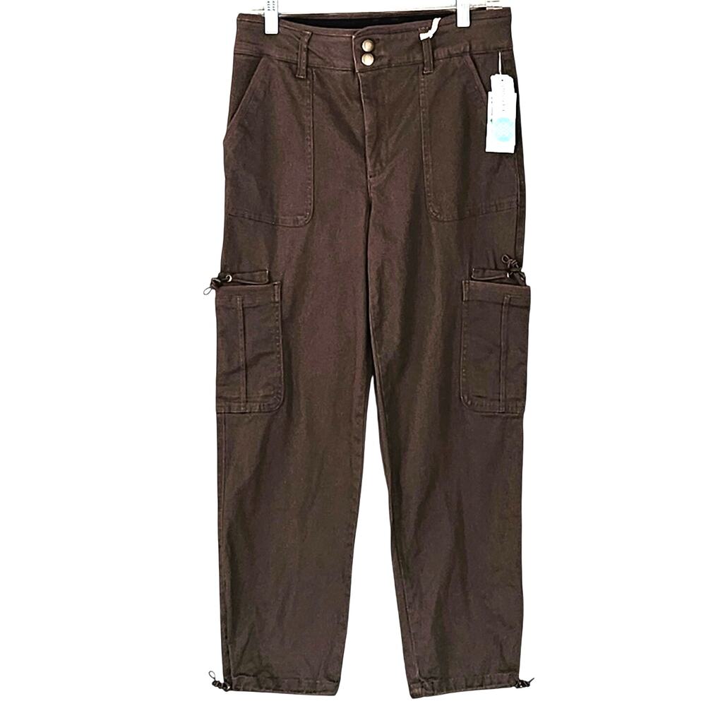 Democracy Ab Solution Sky Rise Utility Twill Cargo Pants Brown Sz 8 NWT